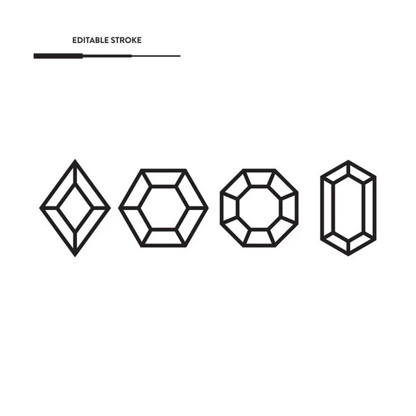 Elmas, Gemstone Simge Set Vektör Tasarımı.