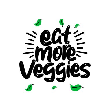 Daha Fazla Sebze Yeme Harf Vektörü Tasarımı.