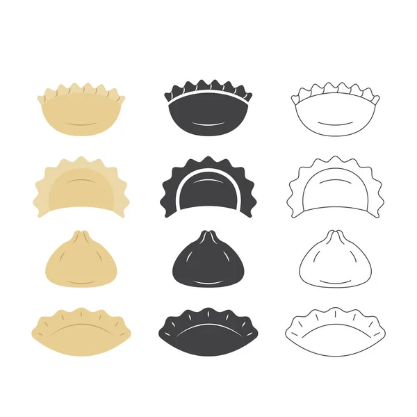 Dumpling Simgesi Set Vektör Tasarımı.