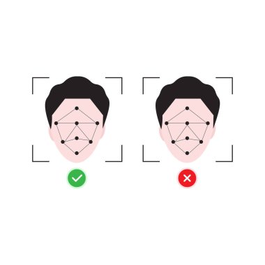 Yüz Tarama Simgesi Vektör Tasarımı.