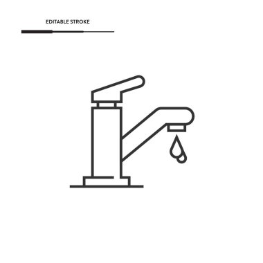 Su Musluğu Simgesi Vektör Tasarımı.