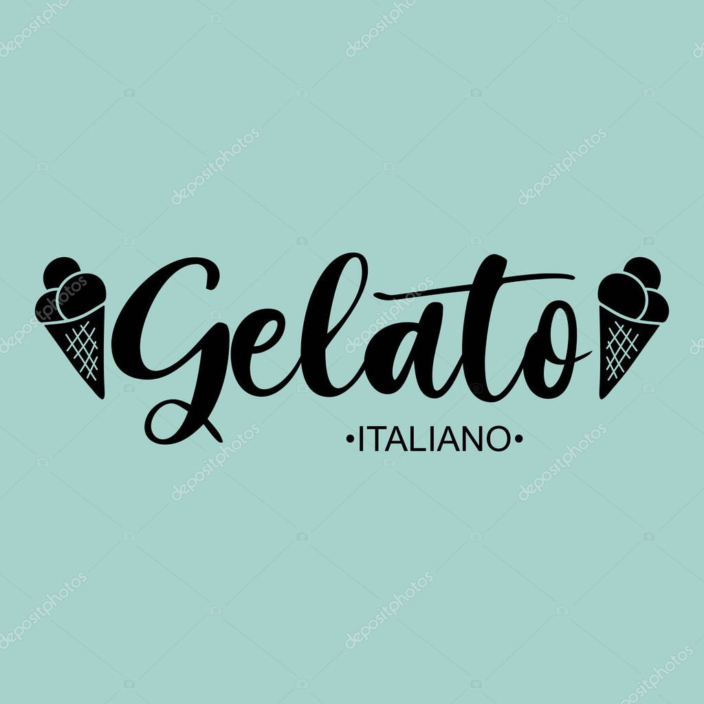 Italian Ice Cream Lettering Vector Design.