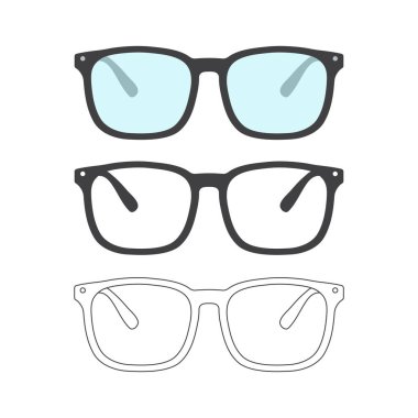 Gözlük Simgesi Set Vektör Tasarımı. 