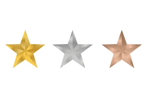 Altın, Gümüş, Bronz Yıldız Küme Vektör Tasarımı.