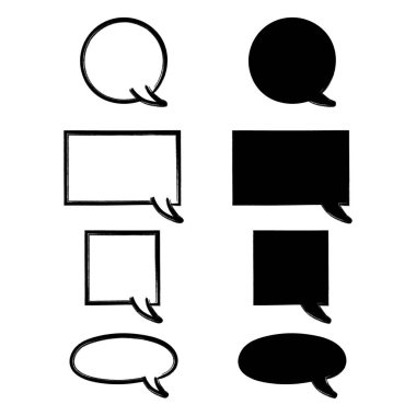 Grunge Konuşma Kabarcığı Set Vektör Tasarımı.