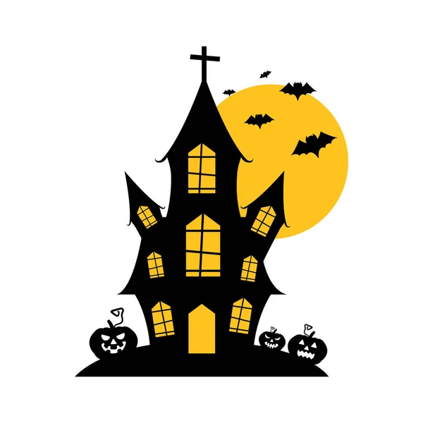 Cadılar Bayramı Lanetli Ev Simgesi Vektör Tasarımı. 