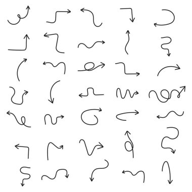 El Çizimi Ok Simgesi Vektör Tasarımı.