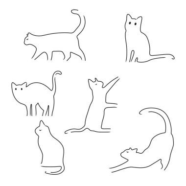 El Çizimi Kedi Simgesi Vektör Tasarımı. 