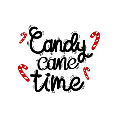 El Çizimi Şeker Çubuğu Kaligrafi Metin Vektörü Tasarımı.