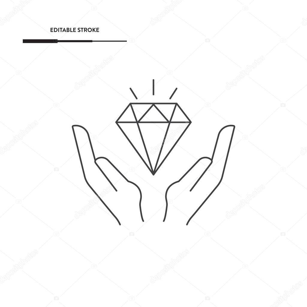 Hand And Diamond Icon Vector Design.