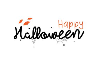 El Çizimi Mutlu Cadılar Bayramı Kaligrafi Metin Vektörü Tasarımı.