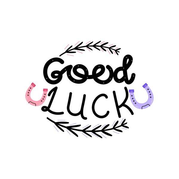 El Çizimi İyi Şans Kaligrafi Metin Vektör Tasarımı.