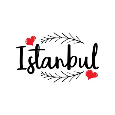 El Çizimi İstanbul Kaligrafi Metin Vektörü Tasarımı.
