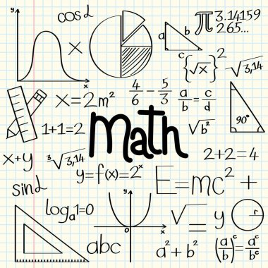 El Çizimi Matematik Formülleri Arkaplan Vektörü Tasarımı.