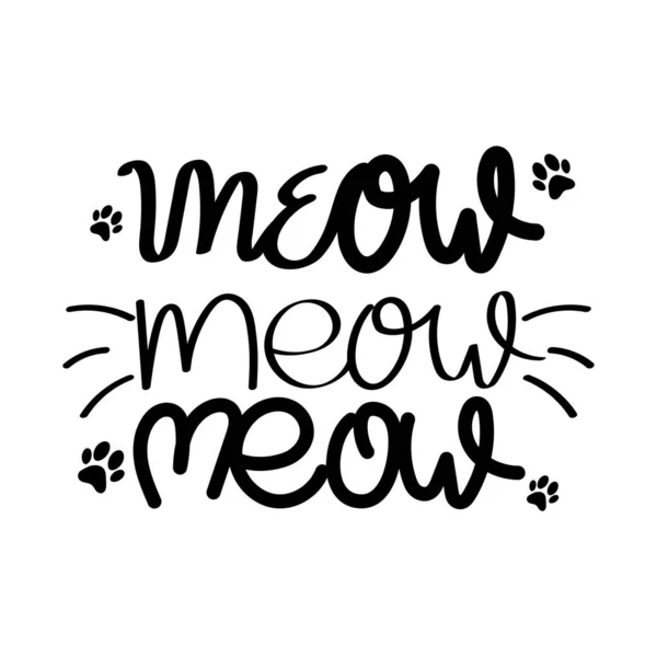 El Çizimi Miyav Kaligrafi Metin Vektörü Tasarımı.