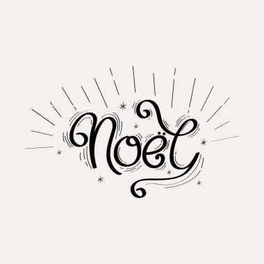 El Çizimi Noel Kaligrafi Metin Vektörü Tasarımı.