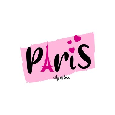 El Çizimi Paris Kaligrafi Metin Vektör Tasarımı. 
