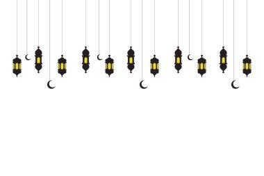 El Çizimi Ramazan Feneri Arkaplan Vektör Tasarımı.