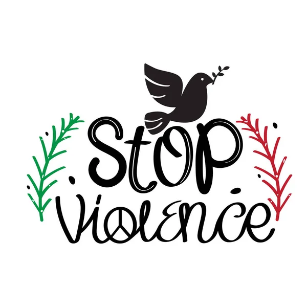 El Çizimi Şiddeti Durdur Kaligrafi Metin Vektörü Tasarımı.