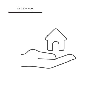 Hand Holding House Icon Vector Design.
