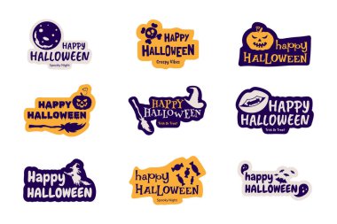 Happy Halloween Sticker Icon Set Vector Design.