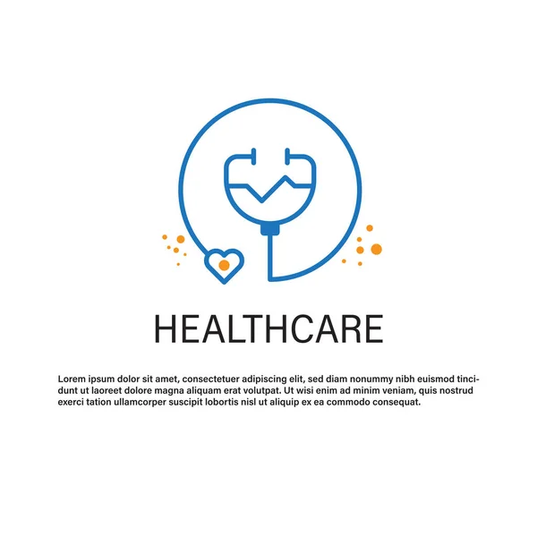 Sağlık ve Stetoskop Bayrak Vektör Tasarımı. 