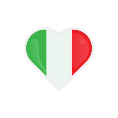 Kalp Şeklinde İtalya Bayrak Simgesi Vektör Tasarımı. 