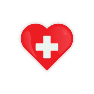 Kalp Şeklinde İsviçre Bayrak Simgesi Vektör Tasarımı.