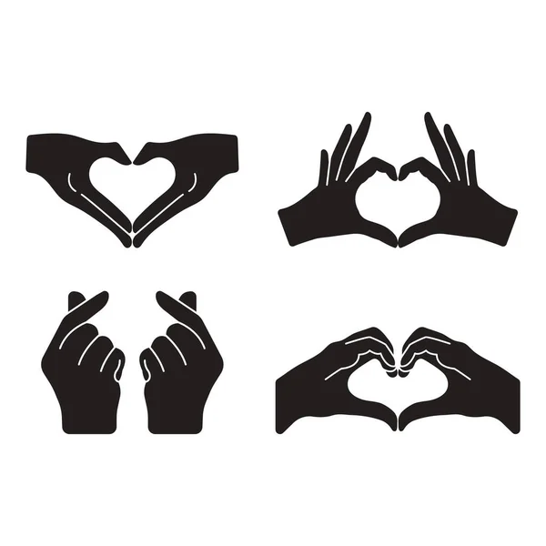 Kalp Şekli El Simgesi Vektör Tasarımı. 