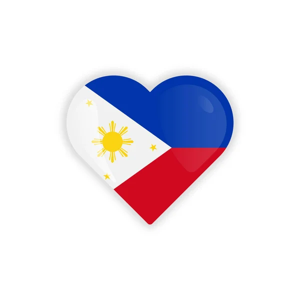 Kalp Şekli Filipinler Bayrak Simgesi Vektör Tasarımı.