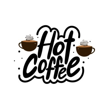 Sıcak Kahve Harfleri Vektör Tasarımı.