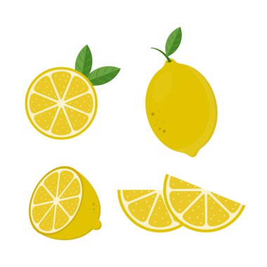 Lemon Simgesi Set Vektör Tasarımı.