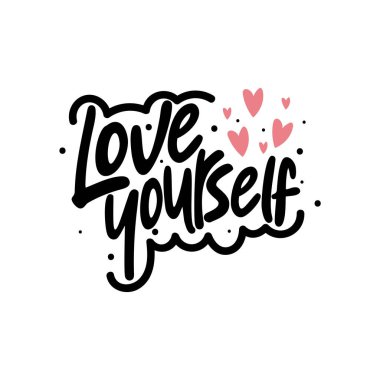 Kendini Sev Harf Vektörü Tasarımı.