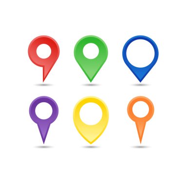Harita Pin Simgesi Set Vektör Tasarımı.