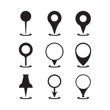 Harita Pin veya Harita İşaretleyici Simgesi Vektör Tasarımı.