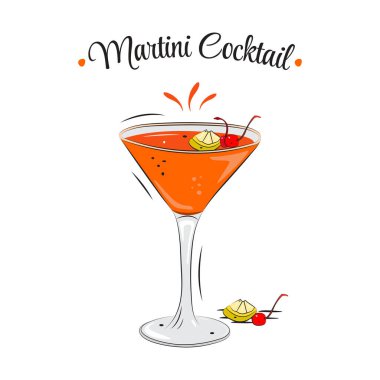 Martini Kokteyl Simgesi Vektör Tasarımı.