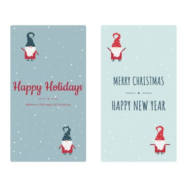 Mutlu noeller ve mutlu yeni yıl kart tasarımı.
