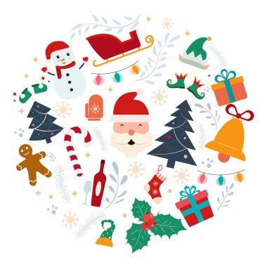 Mutlu Noeller ve Yeni Yıl Simgesi Vektör Tasarımı.