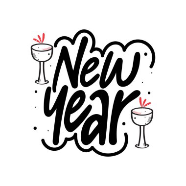 Yeni Yıl Harf Vektör Tasarımı.