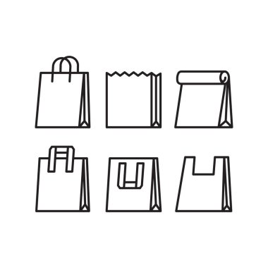 Kağıt Torba Simgesi Vektör Tasarımı.