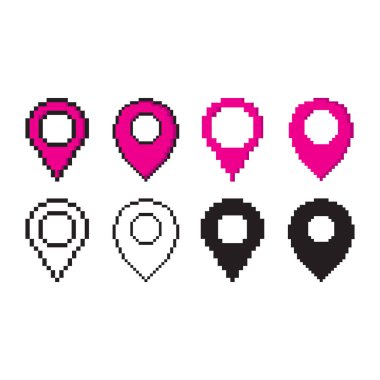 Piksel Konum Simgesi Vektör Tasarımı.