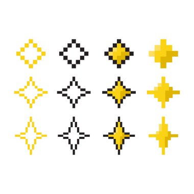 Piksel Parıltı Simgesi Vektör Tasarımı.