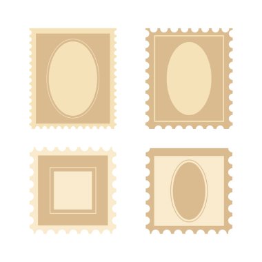 Posta Damgası Simgesi Set Vektör Tasarımı.