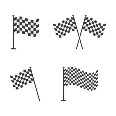 Yarış Bayrağı Simgesi Vektör Tasarımı.