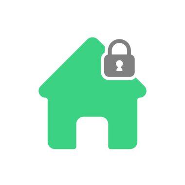 Güvenli Ev Simge Vektör Tasarımı.