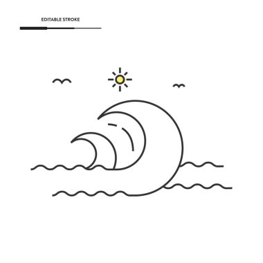 Deniz Dalgası Simgesi Vektör Tasarımı.