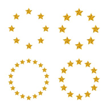 Yıldız Vektör Tasarımı ile Çember Şeklinin Kümesi.