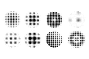 Beyaz Arkaplan Vektör Tasarımı Üzerine YarıTonlama Seti.