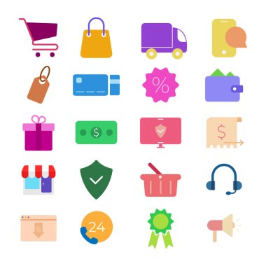 Alışveriş simgesi set vektör tasarımı.