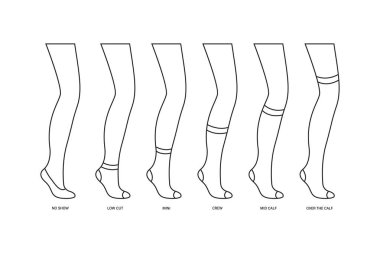 Çorap Uzunluğu Simgesi Ayarlama Vektörü Tasarımı.